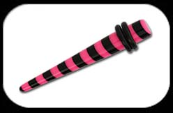 Acrylic Striped Expander (black and pink)