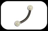 Black Curved Barbell Cream synthetic Pearl