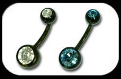 Bioflex Jewelled Belly Bar black