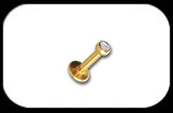 Gold Plated Jewelled Labret 1.6mm 14 gauge