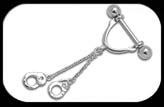 Nipple Ring Stirrup with handcuffs on chains