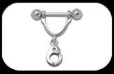 Nipple Ring Stirrup with Handcuff Charm